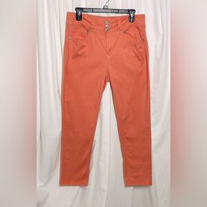 Hydraulic Jeans Women’s Cropped Ankle Stretch Coral Salmon Pants Sz 10 EUC